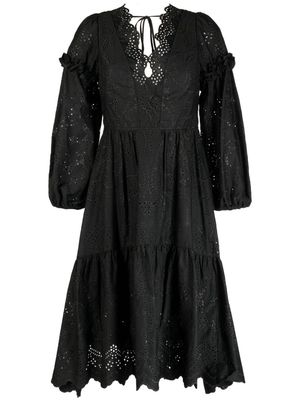 Marchesa Rosa Nolana cotton midi dress - Black