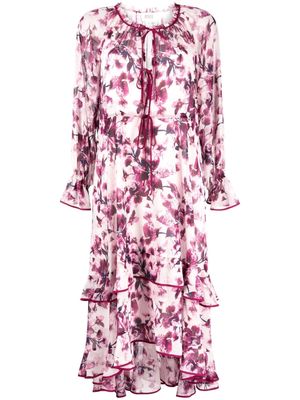 Marchesa Rosa Pom floral-print maxi dress - Purple