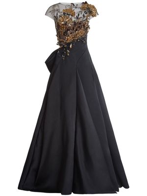 Marchesa sequin-embellished bow-detail dress - Black