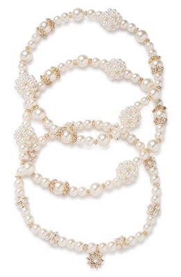 Marchesa Set of 3 Imitation Pearl Bracelets in Gold/Pearl
