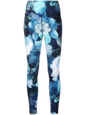 Marchesa watercolour floral leggings - Blue