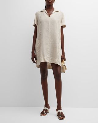 Marcia Short-Sleeve Linen Shift Dress