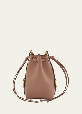 Marcie Grained Leather Chain Bucket Bag