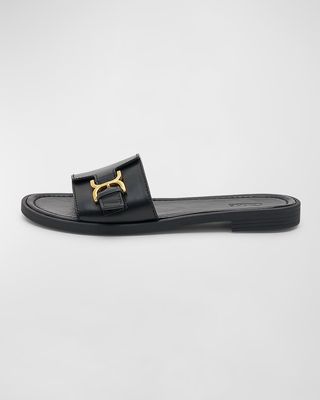 Marcie Leather Buckle Flat Sandals
