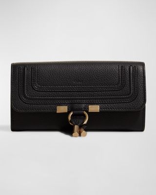 Marcie Long Flap Wallet in Grained Leather
