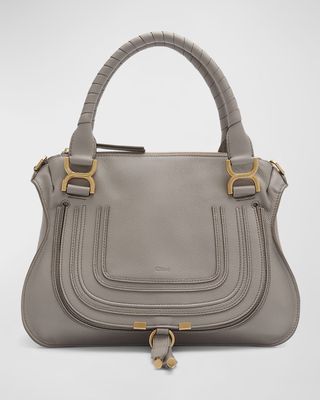 Marcie Medium Double Carry Satchel Bag in Grained Leather