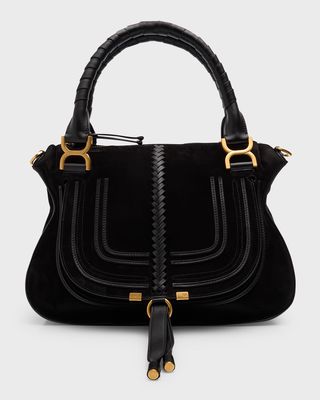 Marcie Medium Suede & Leather Satchel Bag