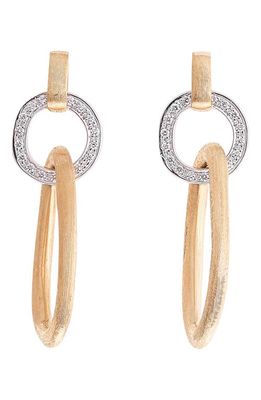 Marco Bicego Jaipur Diamond Double Link Drop Earrings in Yl/Wh Gold