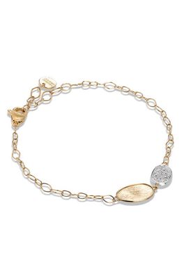 Marco Bicego Lunaria 18K Yellow Gold and Diamond Petite Double Leaf Bracelet in White Gold/Yellow Gold