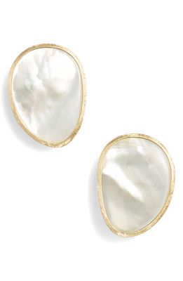 Marco Bicego Lunaria Pearl Stud Earrings in White Mother Of Pearl