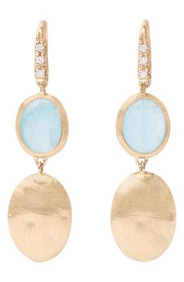 Marco Bicego Siviglia Aquamarine & Diamond Double Drop Earrings in Gold