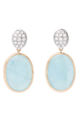 Marco Bicego Siviglia Aquamarine & Pavé Diamond Drop Earrings in Yl/Wh Gold