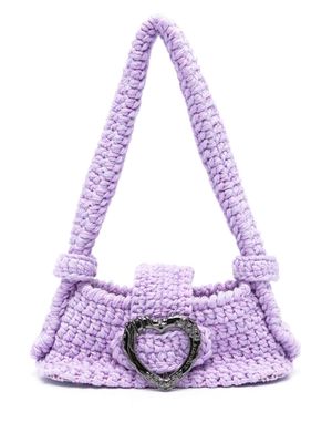 Marco Rambaldi heart-buckle knitted shoulder bag - Purple