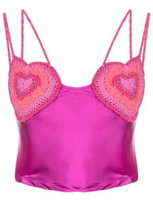 Marco Rambaldi heart-crochet cropped camisole - Pink