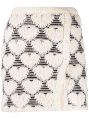 Marco Rambaldi heart-embroidery knit skirt - White