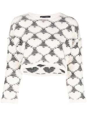 Marco Rambaldi jacquard-knit heart cropped jumper - White