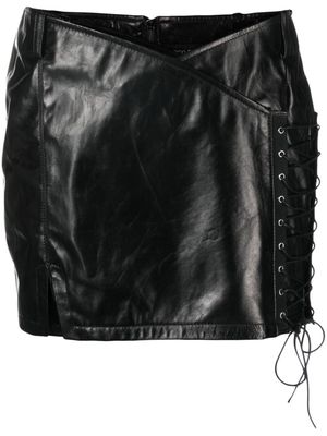 Marco Rambaldi lace-up leather miniskirt - Black