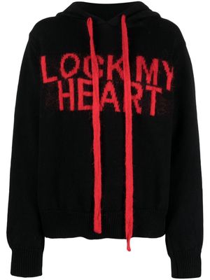 Marco Rambaldi Lock My Heart intarsia-knit hoodie - Black