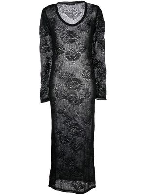 Marco Rambaldi open-knit long-sleeve dress - Black