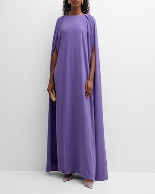 Marco Short-Sleeve Cape Gown