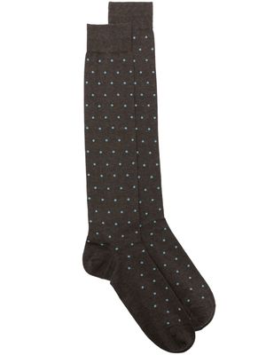 Marcoliani dot-print fine-knit socks - Brown