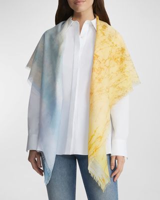 Marfa-Print Square Cotton-Silk Scarf