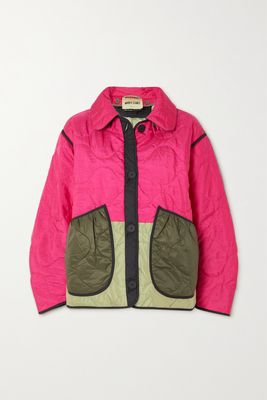 Marfa Stance - Reversible Color-block Quilted Shell Jacket - Green