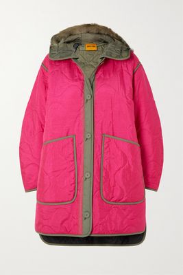 Marfa Stance - Reversible Hooded Shearling-trimmed Quilted Shell Jacket - Pink