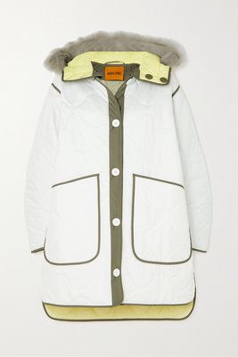Marfa Stance - Reversible Hooded Shearling-trimmed Quilted Shell Jacket - White