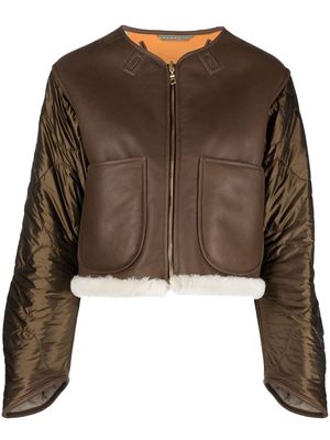 MARFA STANCE zip-up cropped jacket - Brown