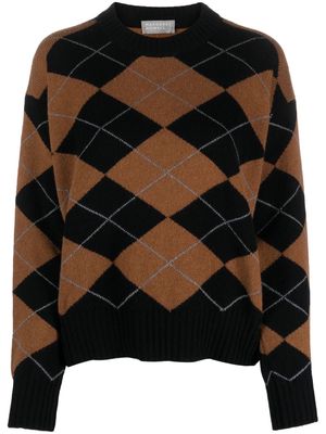 Margaret Howell argyle intarsia-knit jumper - Black