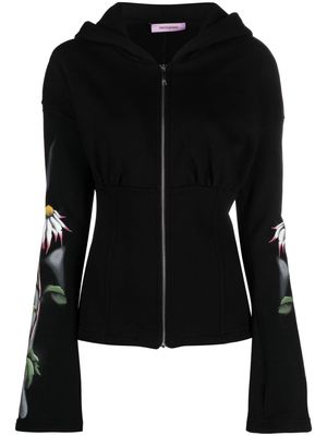 Margherita Maccapani floral-print zip-up hoodie - Black