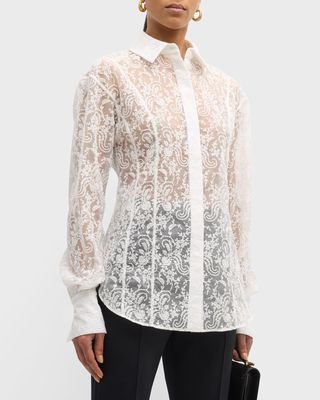 Margot Embroidered Sheer Collared Shirt
