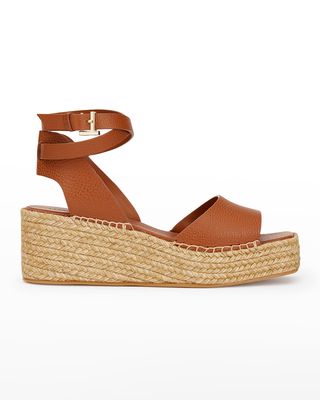 Margot Leather Ankle-Wrap Espadrille Sandals