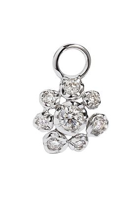 Marguerite 18K White Gold & 0.16 TCW Diamond Flower Earring Charm