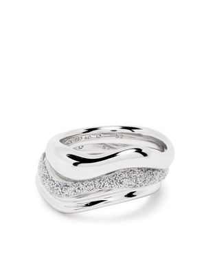 Maria Black Aura Opal glitter-detail ring stack - Silver