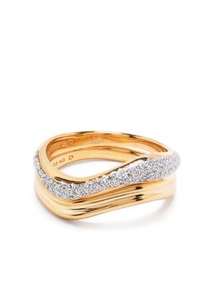 Maria Black Soma Opal glitter-detail ring stack - Gold