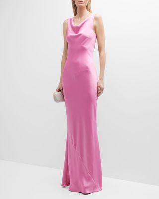 Maria Cowl-Neck Crepe Back Satin Gown