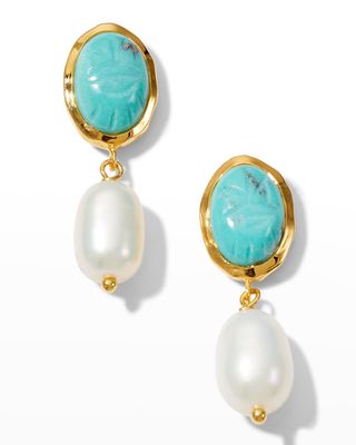 Maria Earrings with Pearls and Turquoise