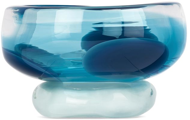 Maria Enomoto Glass SSENSE Exclusive Blue & Green Small Footed Bowl