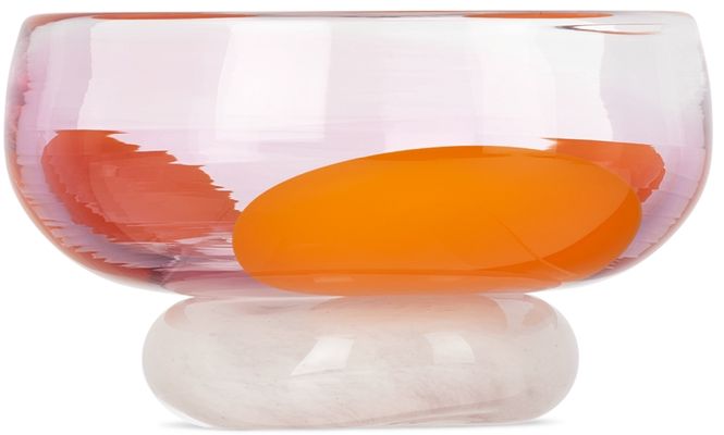 Maria Enomoto Glass SSENSE Exclusive Orange & Pink Small Footed Bowl