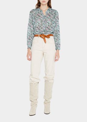 Maria Floral Half Button-Front Shirt