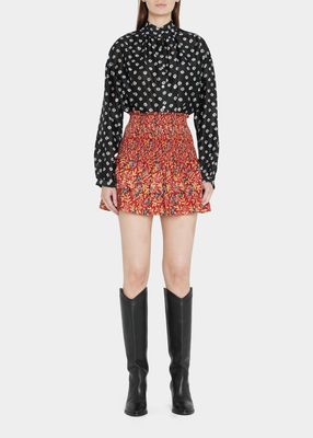 Maria Floral Smocked Mini Skirt