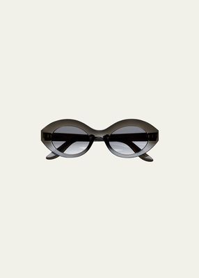 Maria Garoa Grey Acetate Oval Sunglasses