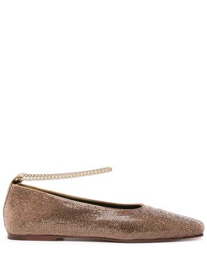 MARIA LUCA Augusta rhinestone-embellished ballerina shoes - Brown