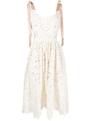 Maria Lucia Hohan Akia floral-lace mid-length dress - Neutrals