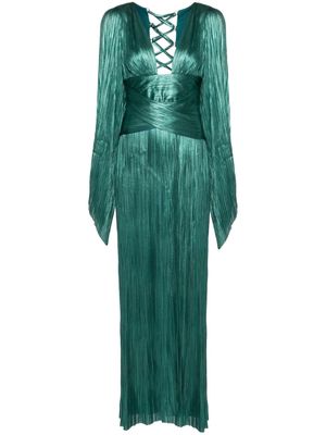 Maria Lucia Hohan Alana pleated silk gown - Green