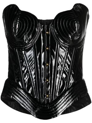 Maria Lucia Hohan Electra patent-finish corset top - Black