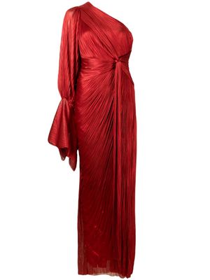 Maria Lucia Hohan Palmer asymmetric plissé-tulle gown - Red