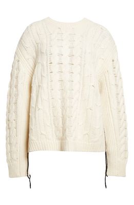 Maria McManus Aran Oversize Merino Wool Sweater in Ivory